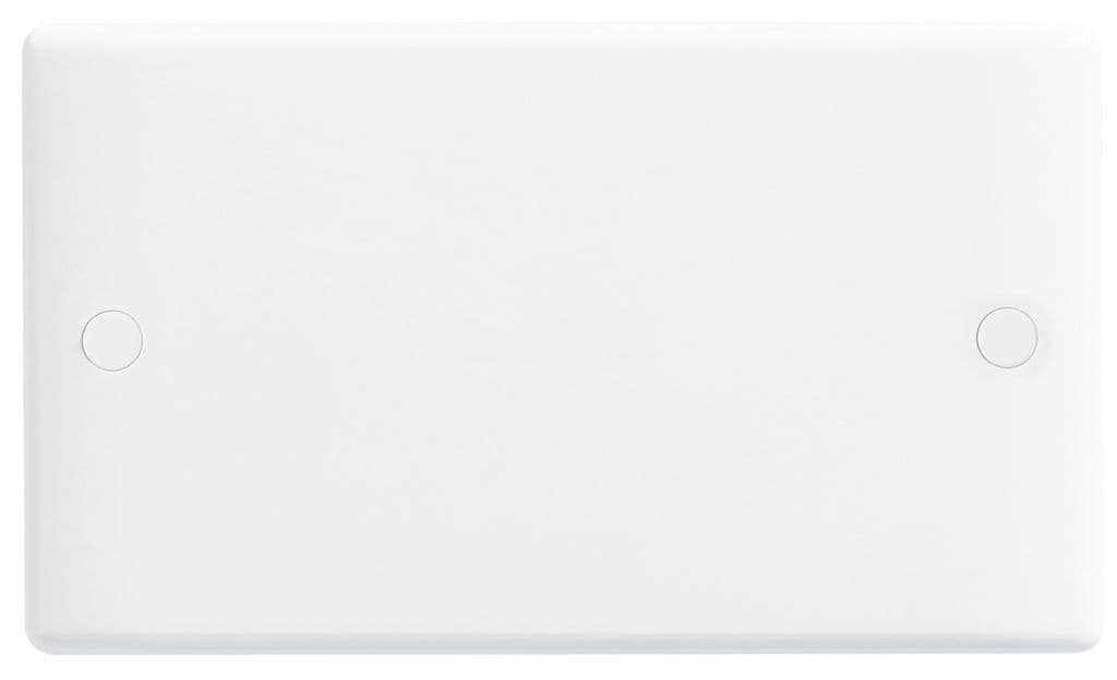 BG White Round Edge Blank Plate - 2 Gang
