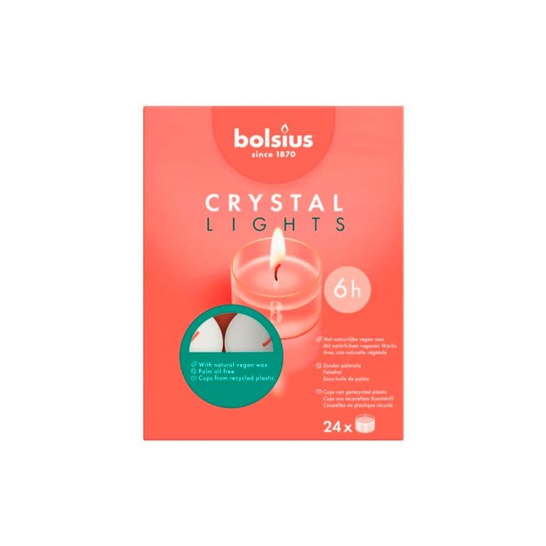 Bolsius Clear Cup Tea Light White - Pack Of 24