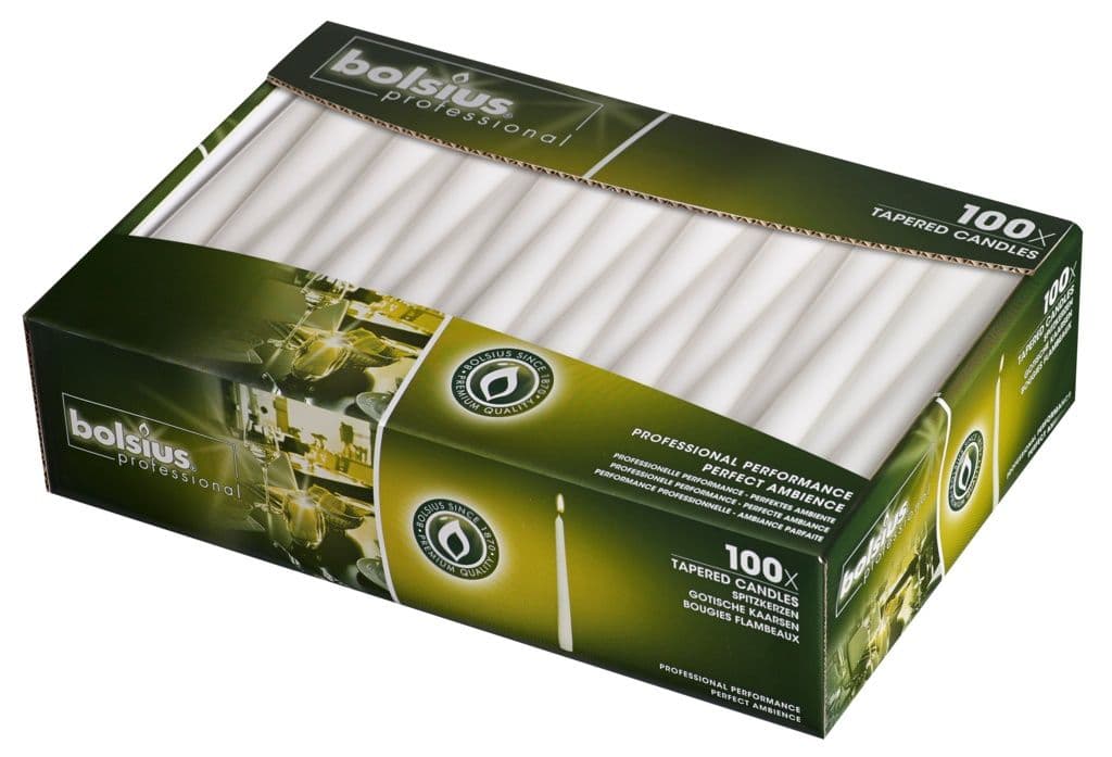 Bolsius Tapered Candles Box 100 - White