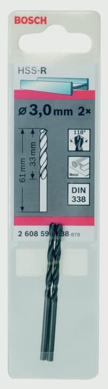 Bosch HSS Twist Point TEQ Drill Bit - 2 Pack 3mm