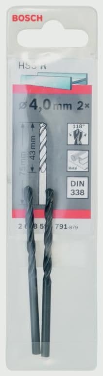 Bosch HSS Twist Point TEQ Drill Bit - 2 Pack 4mm