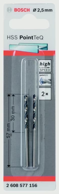 Bosch HSS Twist PointTeq Drill Bit - 2.5mm Pack 2