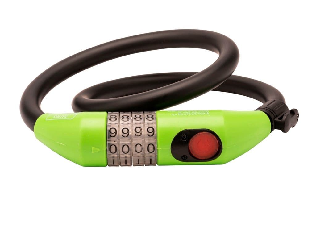 Burg-Wächter Bike Combination Locking Cable With LED 15 x 80 - Green