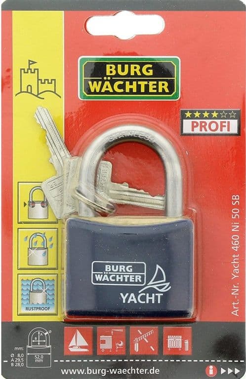 Burg-Wächter Stainless Steel Shackle Yacht Padlock - 50mm