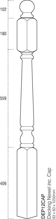 Cheshire Mouldings Decking Turned Newel Post - 2.4m