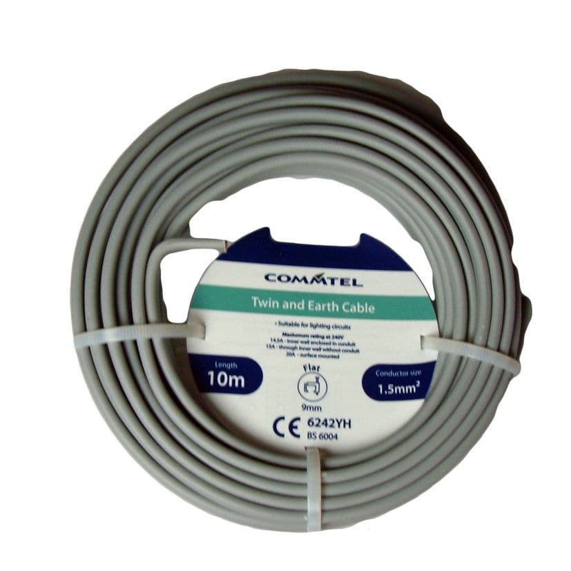 Commtel Twin and Earth Cable - 10m x 1.5mm
