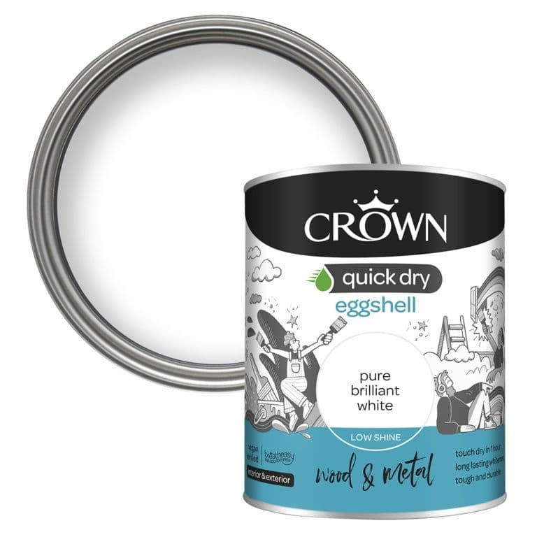 Crown Quick Dry Eggshell Brilliant White - 750ml