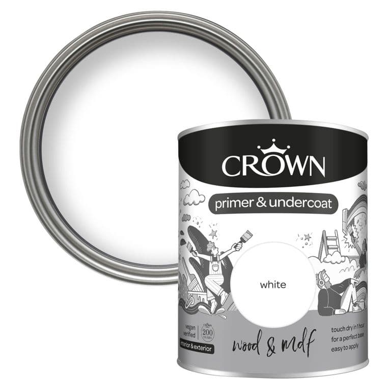 Crown Wood & MDF Primer & Undercoat - 750ml White