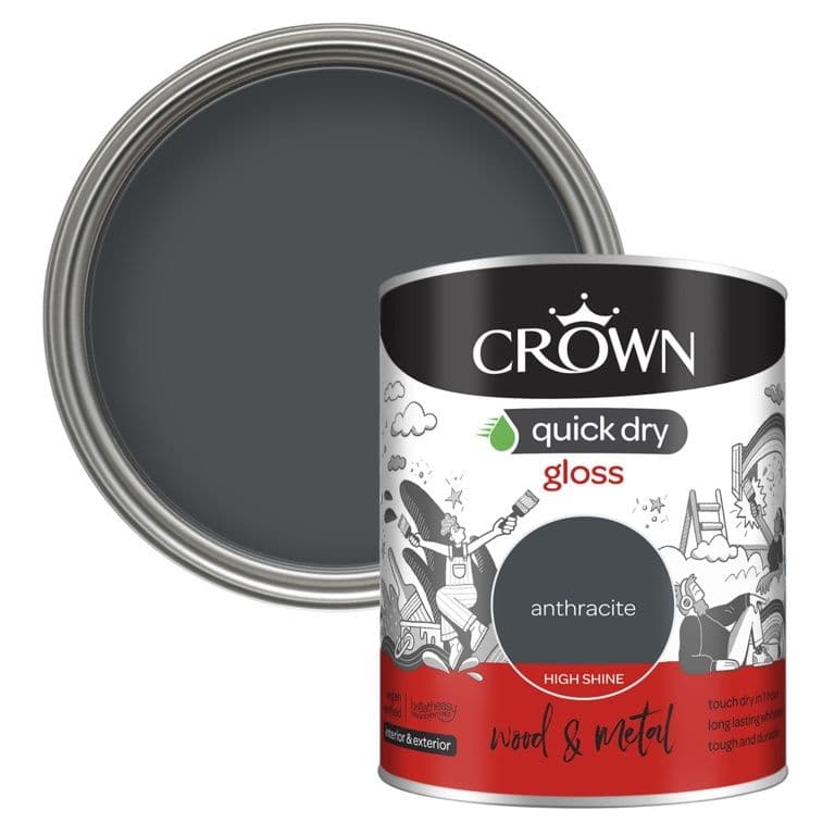 Crown Wood & Metal Quick Dry Gloss - 750ml Anthracite