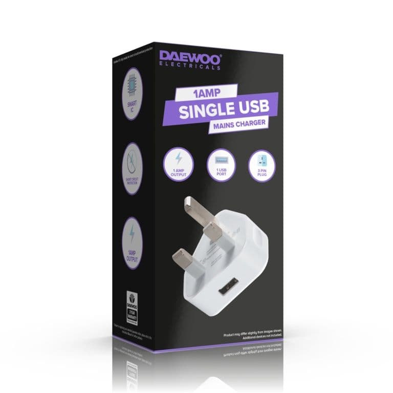 Daewoo Single USB Mains Charger - 1a