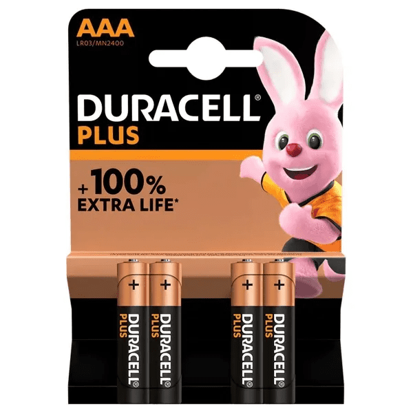 Duracell Plus AAA Batteries - Pack 4