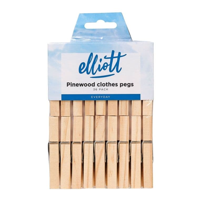 Elliott Pinewood Clothes Pegs - Pack 36