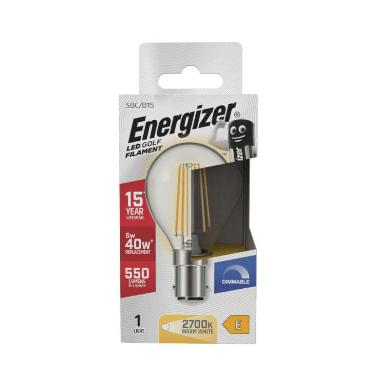 Energizer Filament LED Golf B15 Dimmable 5w - 470lm 2700k