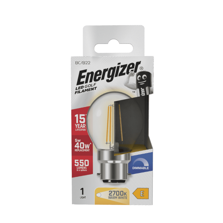 Energizer Filament LED Golf B22 Dimmable 5w - 550lm 2700k