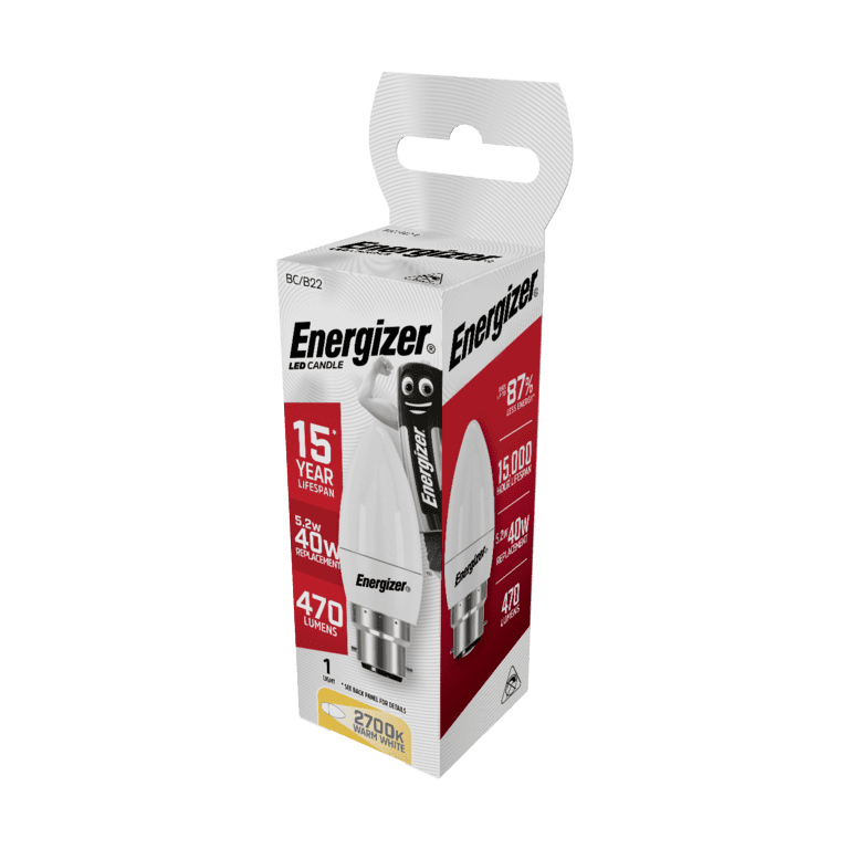 Energizer LED Candle Warm White B22 - 5.2w 470lm