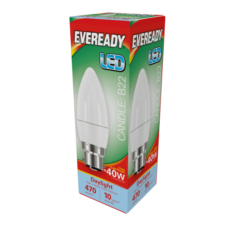 Eveready LED Candle 6W - 470lm Daylight 6500k B22