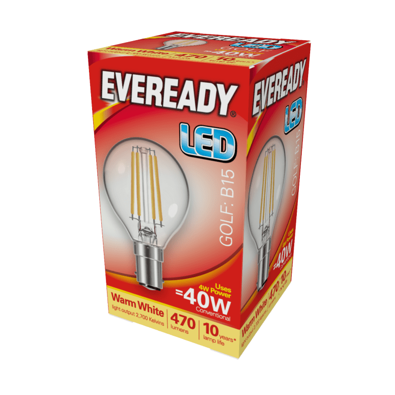 Eveready LED Filament Golf 470LM B15 SBC - 4W 27000K
