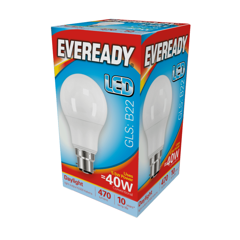 Eveready LED GLS 5.6w - 480lm Daylight 6500k B22