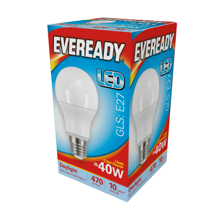 Eveready LED GLS 5.6w - 480lm Daylight 6500k E27