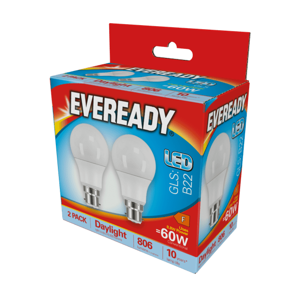 Eveready LED GLS BC B22 6500k Daylight Pack 2 - 8.8w
