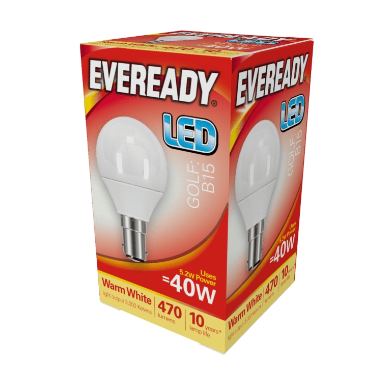 Eveready LED Golf 6w - 470lm Warm White 3000k B15