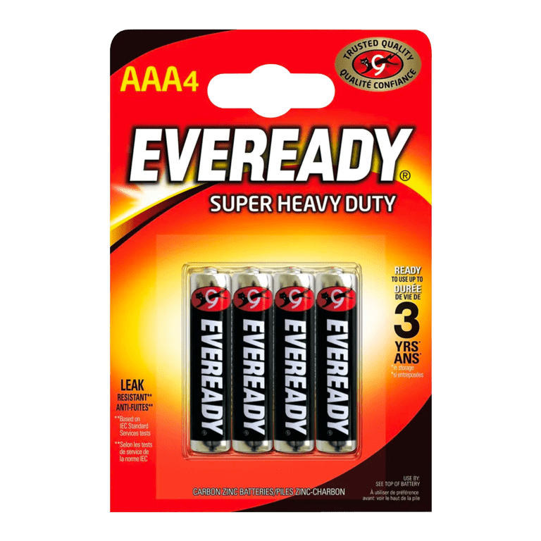 Eveready Super Heavy Duty Batteries - AAA Pack 4