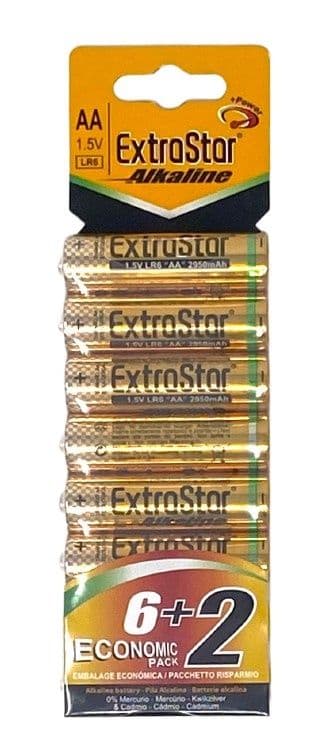 Extrastar Alkaline Batteries 1.5v Aa - Pack 8