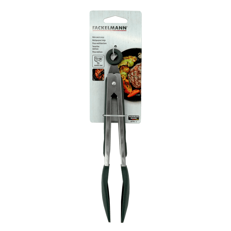 Fackelmann Stainless Steel Tongs With Silicone Head - 23cm