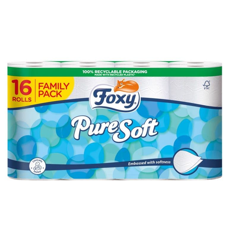 Foxy Pure Soft Toilet Roll - 16 Pack