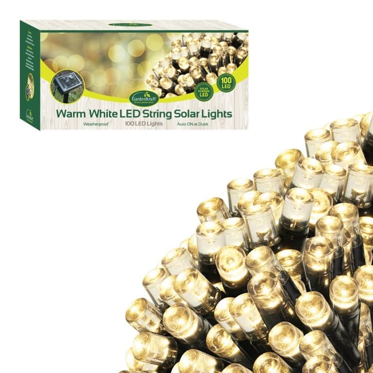 GardenKraft 100 Led Solar String Lights - Warm White