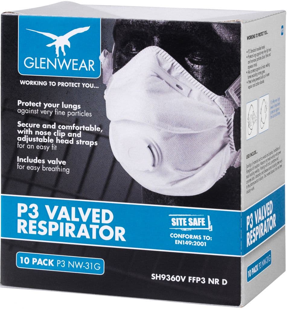 Glenwear FFP3 Valved Respirator - Pack Of 10
