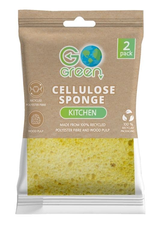 Go Green Kitchen Cellulose Sponge - 2 Pack