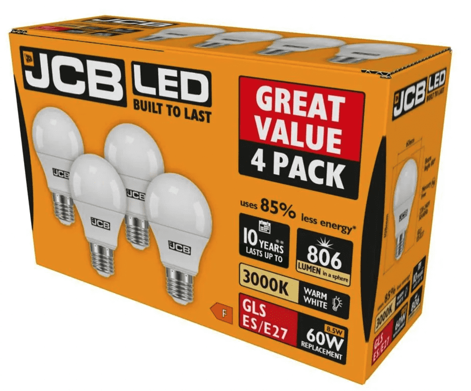 JCB GLS ES E27 3000k Warm White - 9w Pack 4