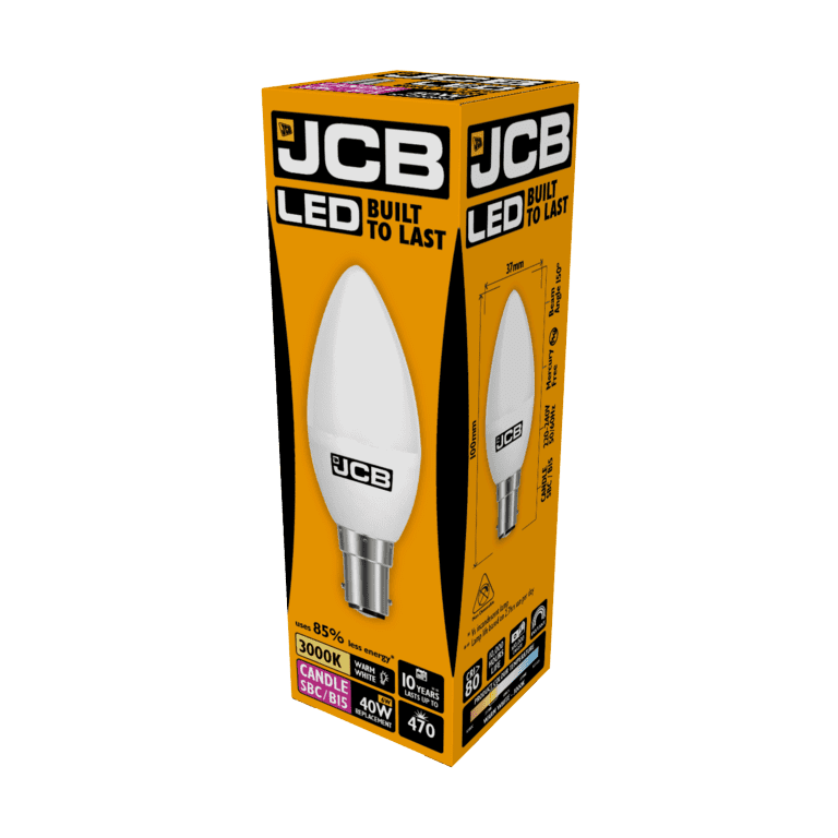 JCB LED Candle 470lm Opal 6w - B15 3000k