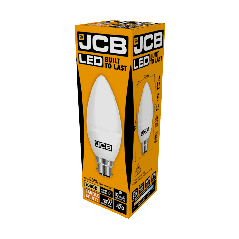 JCB LED Candle 470lm Opal 6w - B22 2700k