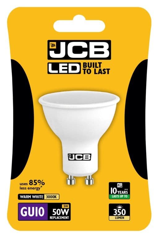 JCB LED GU10 5w Bulb Blister Packed - 350lm 3000k Warm White