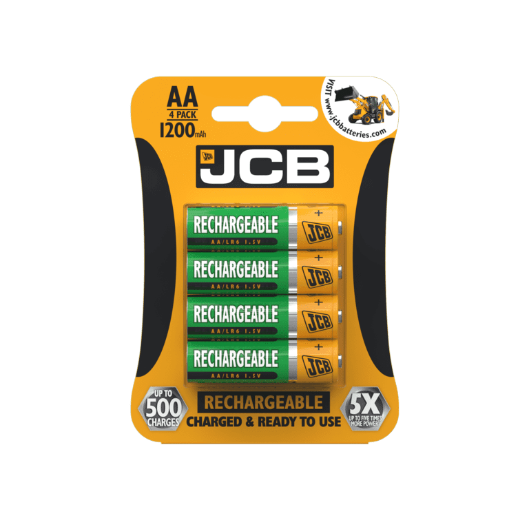 JCB Rechargeable AA Batteries - Card 4 1200mAh