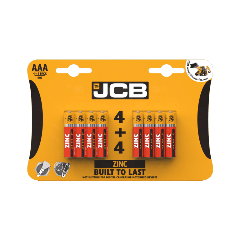 JCB Zinc Batteries 4 Plus 4 - AAA