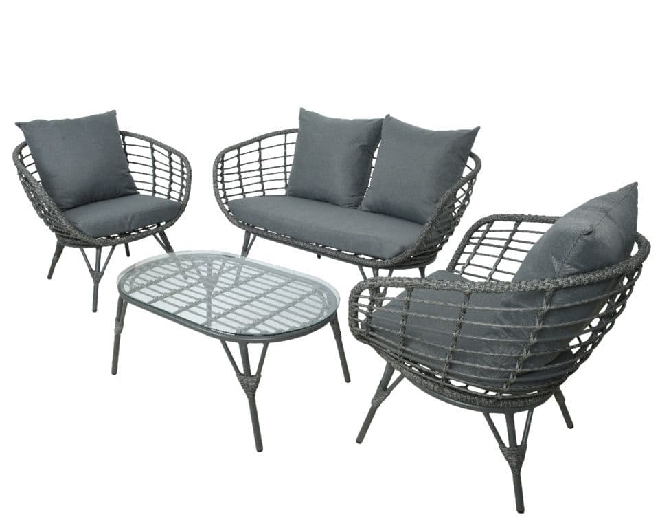 Kaemingk Evora Wicker Sofa Set - Grey 145cm