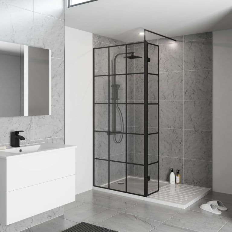 Kartell Krittal Wetroom Screen Black - 700mm