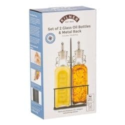 Kilner Set Of 2 Oil Bottles & Metal Rack - 0.3L