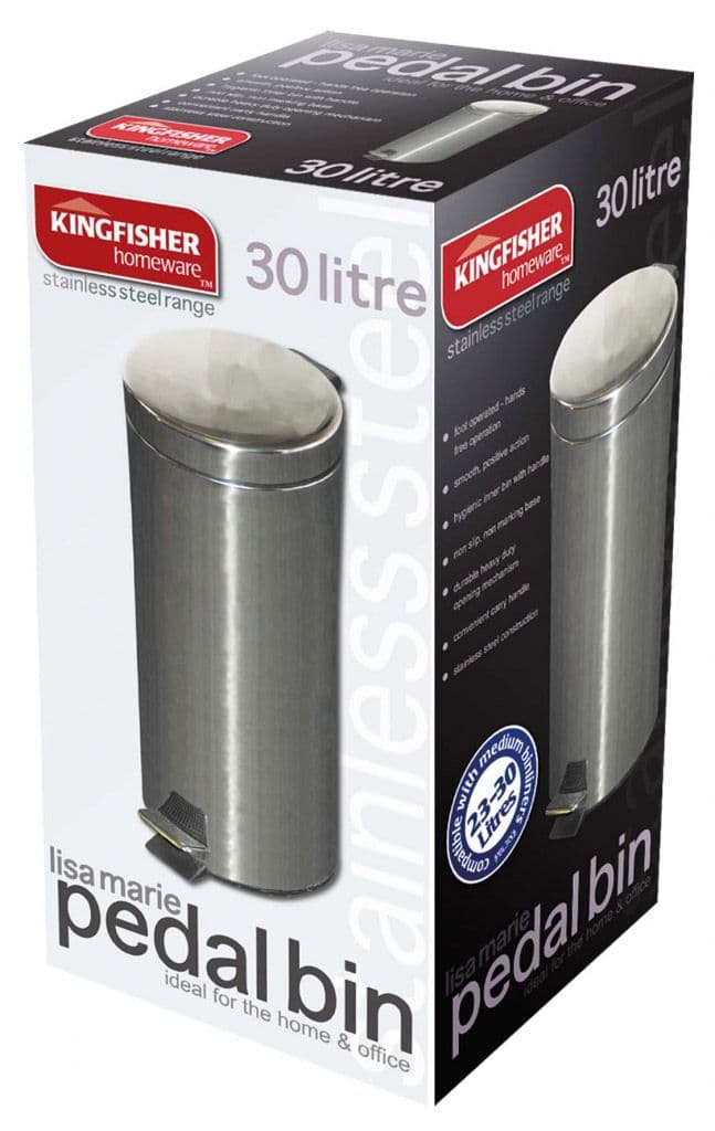 Kingfisher Pedal Bin Stainless Steel - 30L