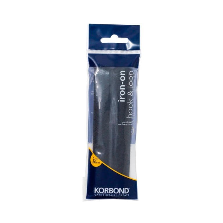 Korbond Hook & Loop Iron On Black - 2cm x 50cm