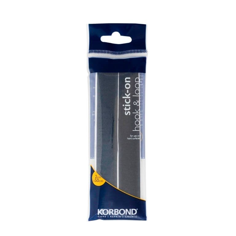 Korbond Hook & Loop Stick On - Black 2cm x 50cm