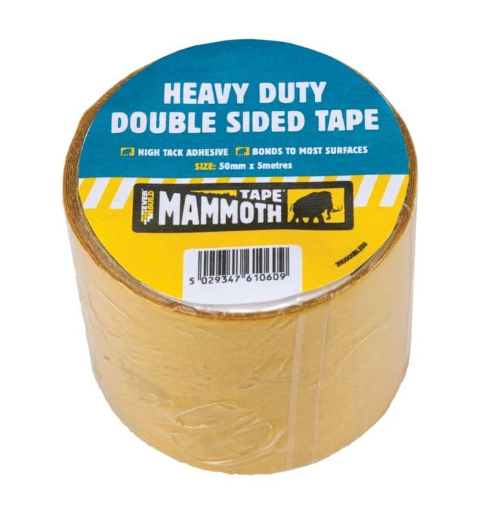 KwikGrip Heavy Duty Double Sided Tape 50mm x 5m - Beige