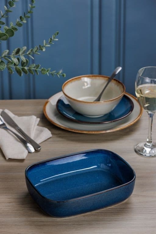 Mason Cash Reactive Blue Rectangular Dish - 23cm x 17.5cm x 5.5cm