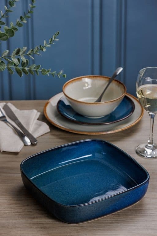 Mason Cash Reactive Blue Square Dish - 24cm x 24cm x 5.5cm