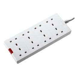 Masterplug 8 Gang 2m White Extension Lead - 13amp