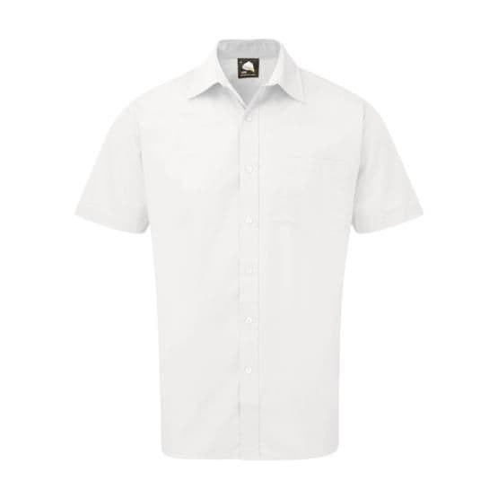 Mens White Short Sleeved Shirt - 15.5