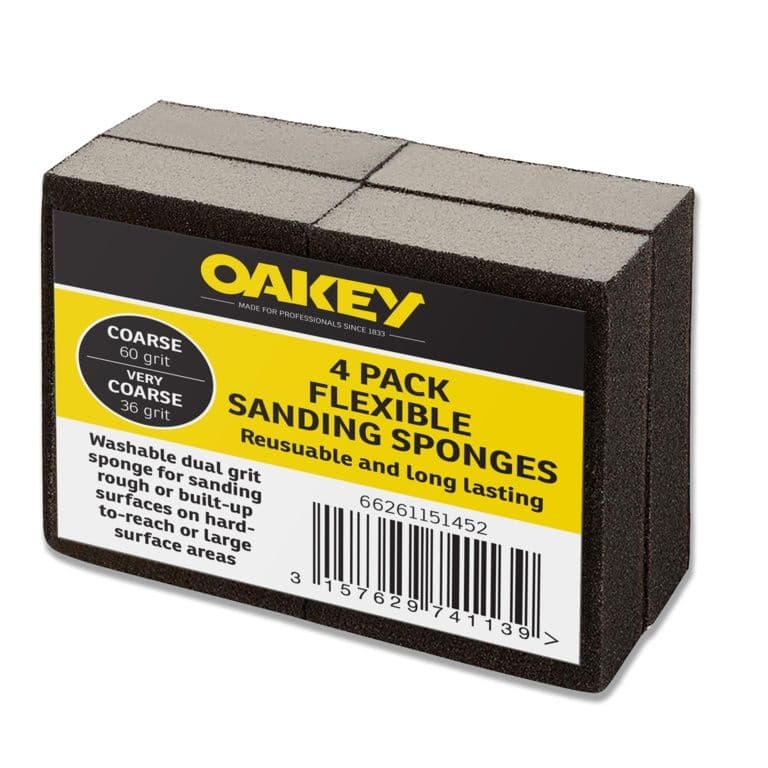 Oakey Black Flexible Sanding Sponges - Coarse 60g/Very Coarse 36g Pack 4